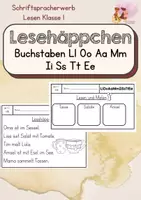 Vorschau - Arbeitsblätter - Lesehäppchen Klasse 1 (Teil 1) - Deckblatt
