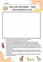 Vorschau - Mal- und Bastelvorlagen - Lies und mal selber Dein Wimmelbild im Zoo - Deckblatt