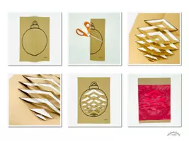 Vorschau - Mal- und Bastelvorlagen - FALTBILD „WEIHNACHTSBAUMKUGEL“ (z.B. als Fensterbild) - 4 Faltversionen (Kirigami zu Weihnachten /Advent) (Bildanleitung; Schneiden und Falten) - Christbaumkugel, Sun Catcher( - Seite 3