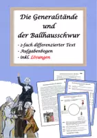 Vorschau - Arbeitsblätter - Die Einberufung der Generalstände und der Ballhausschwur - Deckblatt