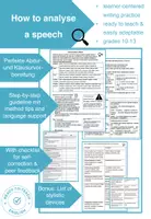 Vorschau - Arbeitsblätter - How to write a speech analysis - Deckblatt