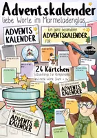Vorschau - Mal- und Bastelvorlagen - Adventskalender / nette Worte im Marmeladeglas basteln / DIY Geschenk - Deckblatt