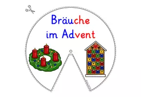 Vorschau - Mal- und Bastelvorlagen - Bräuche im Advent Klasse 1-2 Drehscheibe basteln - Seite 1