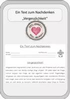 Vorschau - Merkblätter - Abschreibtext - ein Text zum Nachdenken - Vergesslichkeit - Deckblatt