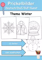 Vorschau - Arbeitsblätter - Prickelbilder / Fensterbilder Thema Winter - Grundschule - Bastelvorlagen - Deckblatt