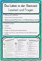 Vorschau - Stundenentwürfe - Lesetext Steinzeit differenziert Klasse 2, 3, 4 - Deckblatt