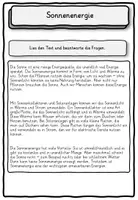 Vorschau - Stundenentwürfe - Lesetext erneuerbare Energie Klasse 2, 3, 4 - Seite 1