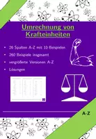 Vorschau - Arbeitsblätter - Umrechnung von Krafteinheiten | Mathematik | 26 Spalten - Deckblatt