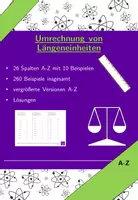 Vorschau - Arbeitsblätter - Umrechnung von Längeneinheiten | Mathematik | 26 Spalten - Deckblatt
