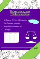 Vorschau - Arbeitsblätter - Umrechnung von Flächeneinheiten | Mathematik | 26 Spalten - Deckblatt