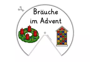 Vorschau - Mal- und Bastelvorlagen - Adventsbräuche Kl. 3-6 differenzierte Drehscheibe basteln - Seite 1