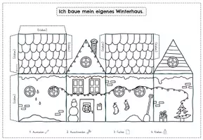 Vorschau - Mal- und Bastelvorlagen - Basteln zu Weihnachten DIY Winterhaus | Kl. 2 - 4 - Seite 1