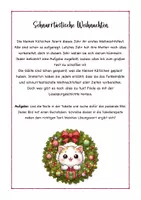 Vorschau - Arbeitsblätter - Lesespurgeschichte Weihnachten Katze, differenziert, Schnurrtastische Weihnachten, Lesen, Malen, Rätsel - Seite 1