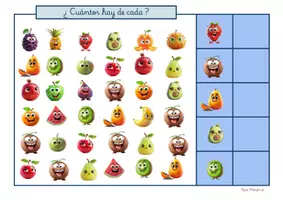 Vista previa - Juegos / Gamificación - CUÁNTAS FRUTAS HAY DE CADA - página 1