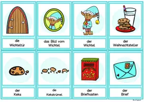 Vorschau - Stationenlernen - Wortschatz Weihnachtswichtel Bildkarten Wortkarten Wichteltür Sprachförderung Kinder - Seite 1