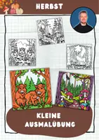 Vorschau - Mal- und Bastelvorlagen - Kleine Herbst Ausmalübung für Grundschüler - Deckblatt
