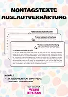 Vorschau - Arbeitsblätter - Auslautverhärtung: Rechtschreibtraining Montagstexte - Deckblatt