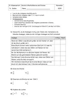 Vorschau - Klassenarbeiten - Klassenarbeit Jahrgang 7 - Brüche - Deckblatt