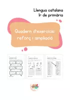 Vista previa - Hojas de trabajo - Quadern de reforç i ampliació. Llengua catalana. 1r de primària - Portada