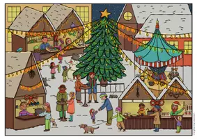 Vorschau - Arbeitsblätter - At the Christmas Market – Englisch Wimmelbild & Present Continuous - Seite 2