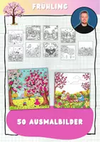 Vorschau - Mal- und Bastelvorlagen - 50 Frühling Ausmalbilder für Grundschüler - Deckblatt