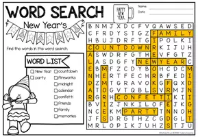 Vorschau - Arbeitsblätter - Word Search Puzzle (New Year) | Holidays - NO PREP New Year's Activity - Seite 2