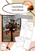 Vorschau - Mal- und Bastelvorlagen - Fensterbild: (Herbst-)Baum | Gemeinschaftsbild | Schneiden und Falten - Deckblatt