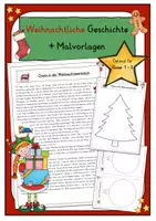 Vorschau - Arbeitsblätter - Weihnachtliche Geschichte + Malvorlagen - Deckblatt