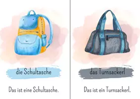 Vorschau - Poster - Bildkarten mit Merksätzen zu den Schulsachen - Seite 1