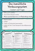 Vorschau - Stundenentwürfe - Lesetext Verdauung Klasse 2, 3, 4 - Deckblatt