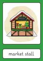 Vista previa - Tarjetas / Manipulativos - At the Christmas Market Flash Cards / Tarjetas de vocabulario (inglés) - página 1