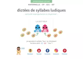 Aperçu - Jeux - L'atelier dictées de syllabes à imprimer - Page 1