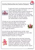 Vorschau - Arbeitsblätter - Lesen und Verstehen, Schrille Weihnachten bei Familie Pinkiponk - Seite 1