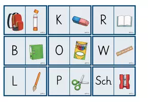 Vorschau - Spiele - Schulsachen : Domino (2-fach differenziert) - Seite 1