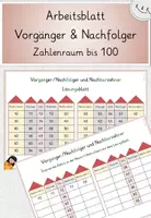Vorschau - Arbeitsblätter - Arbeitsblatt: Vorgänger, Nachfolger, Nachbarzehner im ZR bis 100, Förderung Zahlvorstellung, mit Lösung - Deckblatt