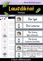Vorschau - Arbeitsblätter - Laufdiktat - Herbst | Schleichdiktat | Diktat | 3-fach differenziert | Deutsch Klasse 2 - Deckblatt