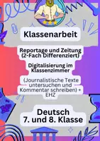 Vorschau - Fördermaterial/Inklusion - Klassenarbeit Deutsch – Reportage und Zeitung - Deckblatt