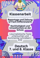 Vorschau - Fördermaterial/Inklusion - Reportage und Zeitung | Klassenarbeit Deutsch - Deckblatt