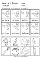 Aperçu - Feuilles d'exercices - Allemand Gemüse Lesen und Kleben Deutsch - Page 3