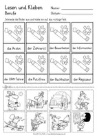 Aperçu - Feuilles d'exercices - Berufe lesen und Kleben - DAZ und Deutsch Grundschule - Page 3