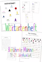 Vorschau - Unterrichtsreihen - Arbeitsheft Wortarten Montessori II - Berühmte Männer 19.-21. Jahrhundert - Deckblatt
