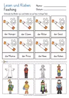 Vista previa - Juegos / Gamificación - Fasching / Karneval Lesen und Kleben Deutsch / Alemán - página 2