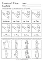 Vista previa - Juegos / Gamificación - Fasching / Karneval Lesen und Kleben Deutsch / Alemán - página 3