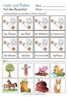 Vista previa - Hojas de trabajo - BAUERNHOF Lesen und Kleben Deutsch / Alemán - página 3