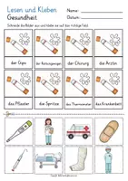 Vorschau - Arbeitsblätter - Gesundheit / Krankheiten / beim Arzt Lesen und Kleben Deutsch Arbeitsblätter - Seite 2