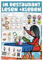 Vorschau - Arbeitsblätter - im Restaurant / essen gehen Deutsch Lesen und Kleben Arbeitsblätter - Deckblatt