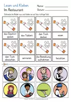 Vorschau - Arbeitsblätter - im Restaurant / essen gehen Deutsch Lesen und Kleben Arbeitsblätter - Seite 2
