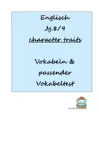 Vorschau - Merkblätter - Vokabeltest Charaktereigenschaften Charakterisierung mit Vokabelliste - Deckblatt