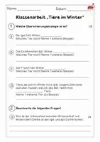 Vorschau - Test - Klassenarbeit/Lernstandserhebung "Tiere im Winter" - Klasse 3/4 - Seite 1