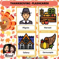 Vista previa - Tarjetas / Manipulativos - THANKSGIVING - 30 Colour Flashcards - Portada